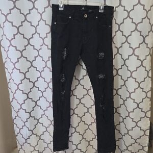 Chic Black Men's Skinny Jeans with Stud Details